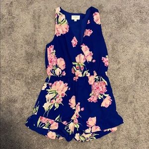 Blue floral print romper